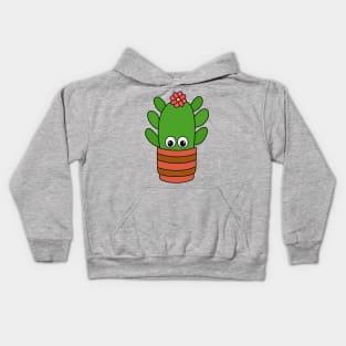 Cute Cactus Design #324: Cactus With Cute Flower In Pot Kids Hoodie